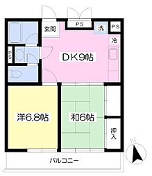 レオパレスコスモサルファ3 2DKの間取図画像