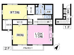 ブルーメン2 2LDKの間取図画像