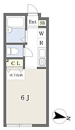 カーサ・オカ3 1Kの間取図画像