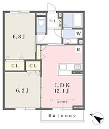 ベルグラナート港南台 2LDKの間取図画像