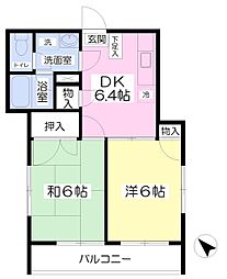 コスモサルファ2 2DKの間取図画像