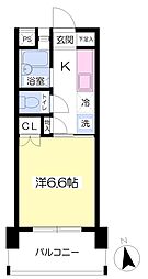 カーサドラゴン・シー 1Kの間取図画像
