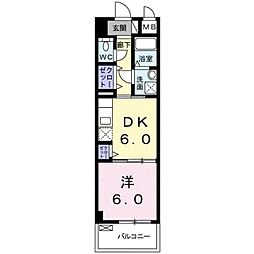 城北アパート 1DKの間取図画像
