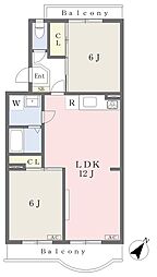 シャルムプルメリア 2LDKの間取図画像