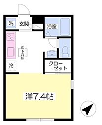 カーサリストロ ワンルームの間取図画像