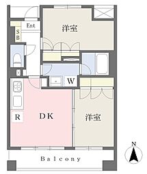 クイーンズコート鷺沼 2DKの間取図画像