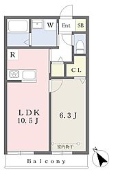ヴェルデュール宮前平 1LDKの間取図画像