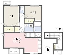 フォンテーヌT.M.K-2 2LDKの間取図画像