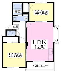 コットンハイツ 2LDKの間取図画像
