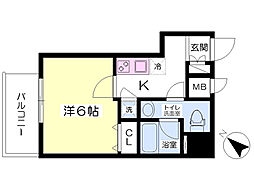フォレシティ小伝馬町 1Kの間取図画像