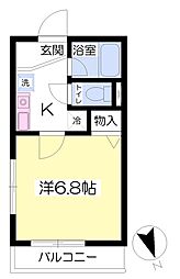 グリーンセブン3 1Kの間取図画像