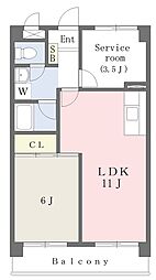 リヴMO-5 1SLDKの間取図画像