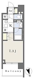 プレジリア新富町 1Kの間取図画像