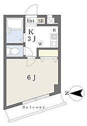 グリーンウッド 1Kの間取図画像