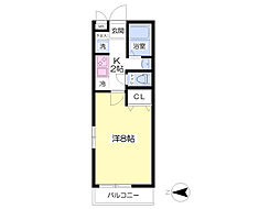 Grace美園 1Kの間取図画像
