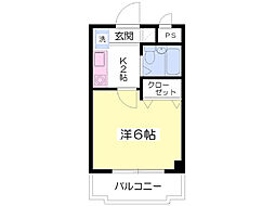 メビウスプラザ1 1Kの間取図画像