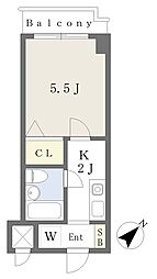 メビウスプラザ3 1Kの間取図画像