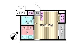 ビイルーム新宿 1Kの間取図画像