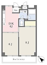 シャトー根津 2DKの間取図画像