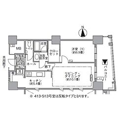 アクティ汐留 1LDKの間取図画像
