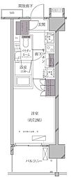 A-standard芝浦 1Kの間取図画像