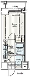 ドゥーエ新富町 1Kの間取図画像
