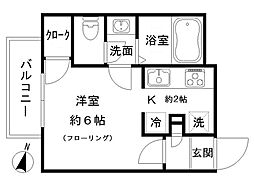 エムズハウス 1Kの間取図画像