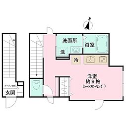 北区田端新町3丁目アパート ワンルームの間取図画像