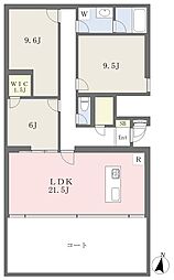 HARVEY RESIDENCE日和 3LDKの間取図画像