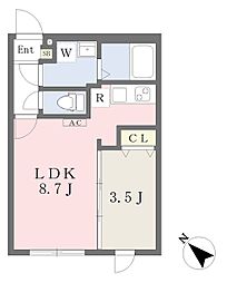 quador新瑞橋 1LDKの間取図画像