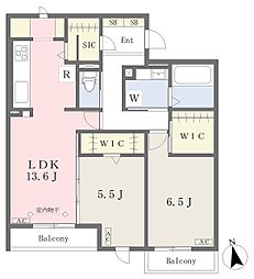 シェリール高蔵寺 2LDKの間取図画像