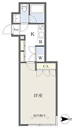 COZY茶屋ヶ坂 1Kの間取図画像