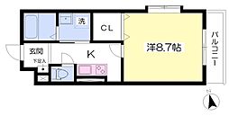 トレコート姫路東 1Kの間取図画像