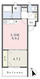 MISTRAL手柄山平和公園駅前 1LDKの間取図画像