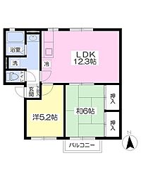 エクセルハイム天満E棟 2LDKの間取図画像