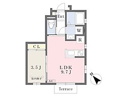 ヒルサイドスクエア1 1LDKの間取図画像