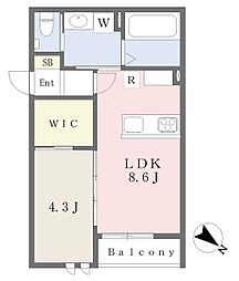 (仮称)広瀬町AP 新築工事 1LDKの間取図画像