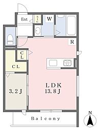 プリュメ 1LDKの間取図画像