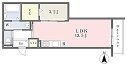 プリュメ 1LDKの間取図画像