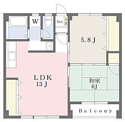 川端マンション 3DKの間取図画像