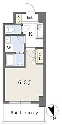 アーバンフラッツ都島 1Kの間取図画像
