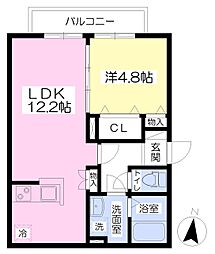 スリーズブラン鶴見 1LDKの間取図画像