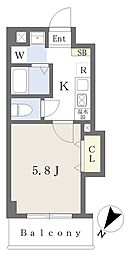 みおつくし此花 1Kの間取図画像