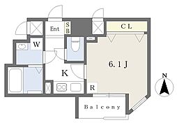 キャナルコート鎗屋町 1Kの間取図画像
