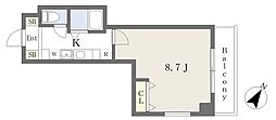 ルミエール海老江2 1Kの間取図画像