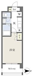 K-style- 1Kの間取図画像