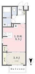 Ccalme中村公園2 1LDKの間取図画像
