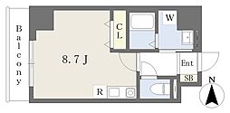 アルバ志賀本通 ワンルームの間取図画像