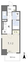 ファスティーナ本陣 1Kの間取図画像