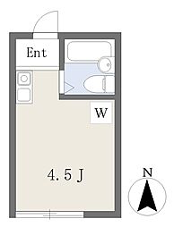 興洋ハイツ ワンルームの間取図画像